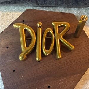 Vintage Gold Tone Dior Brooch 1.75”